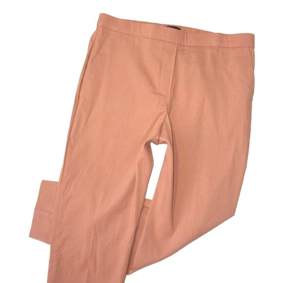 NWT Theory Treeca Pull On in Pink Melon Eco Crunch Linen Stretch Ankle Pants 6 - Picture 4 of 7